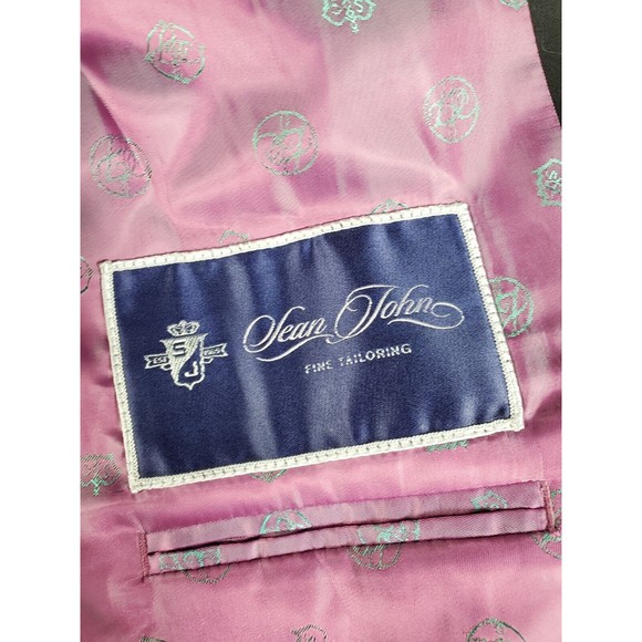 SEAN JOHN 41R Black Classic Lined Blazer Sport Coat 2 Buttons,4 Button Cuff Mens - Picture 9 of 11